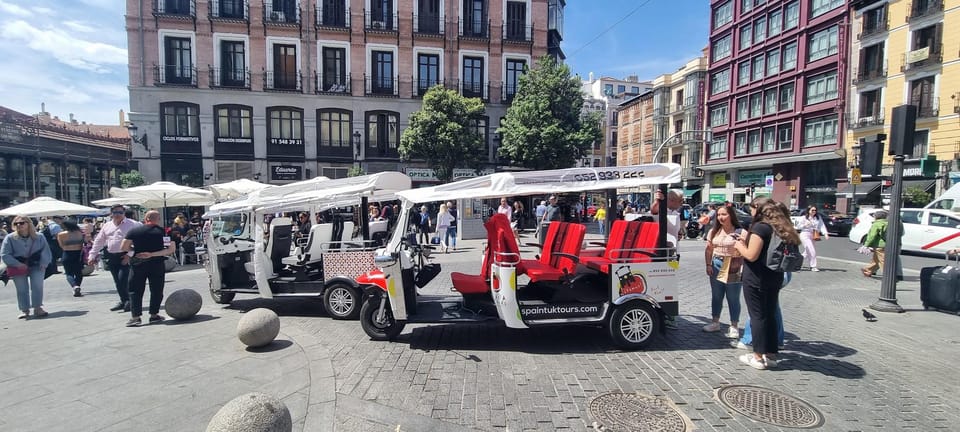 Madrid: Discover the Magic of This City by Tuk Tuk - Plaza de España and Miguel de Cervantes at tour’s end