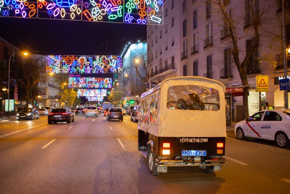 Madrid: Private Christmas Lights Tour by Eco Tuk-Tuk - Meeting at C. de Antonio Maura 13: the hour starts fast
